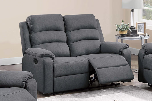 Recliner Loveseat, Dark Gray-Sincere Bone, Burlap-Like Fabric