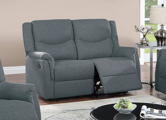 Recliner Loveseat, Dark Gray-Sincere Bones, Burlap-Like Fabric
