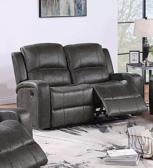 Recliner Loveseat, Smoke-Chestnut, Leather-Like Fabric