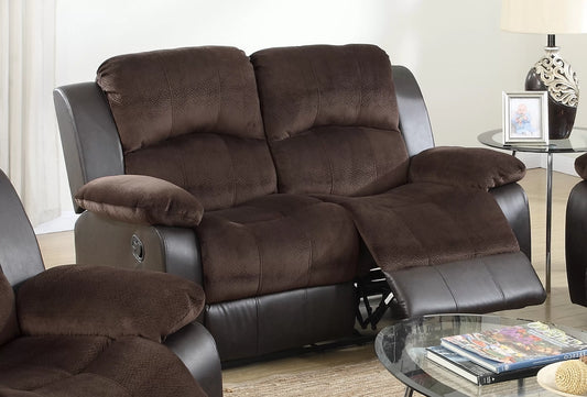 Recliner Loveseat, Chocolate, Padded Suede