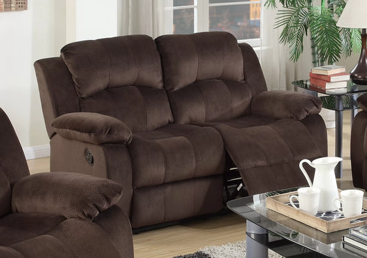 Recliner Loveseat, Chocolate, Padded Suede