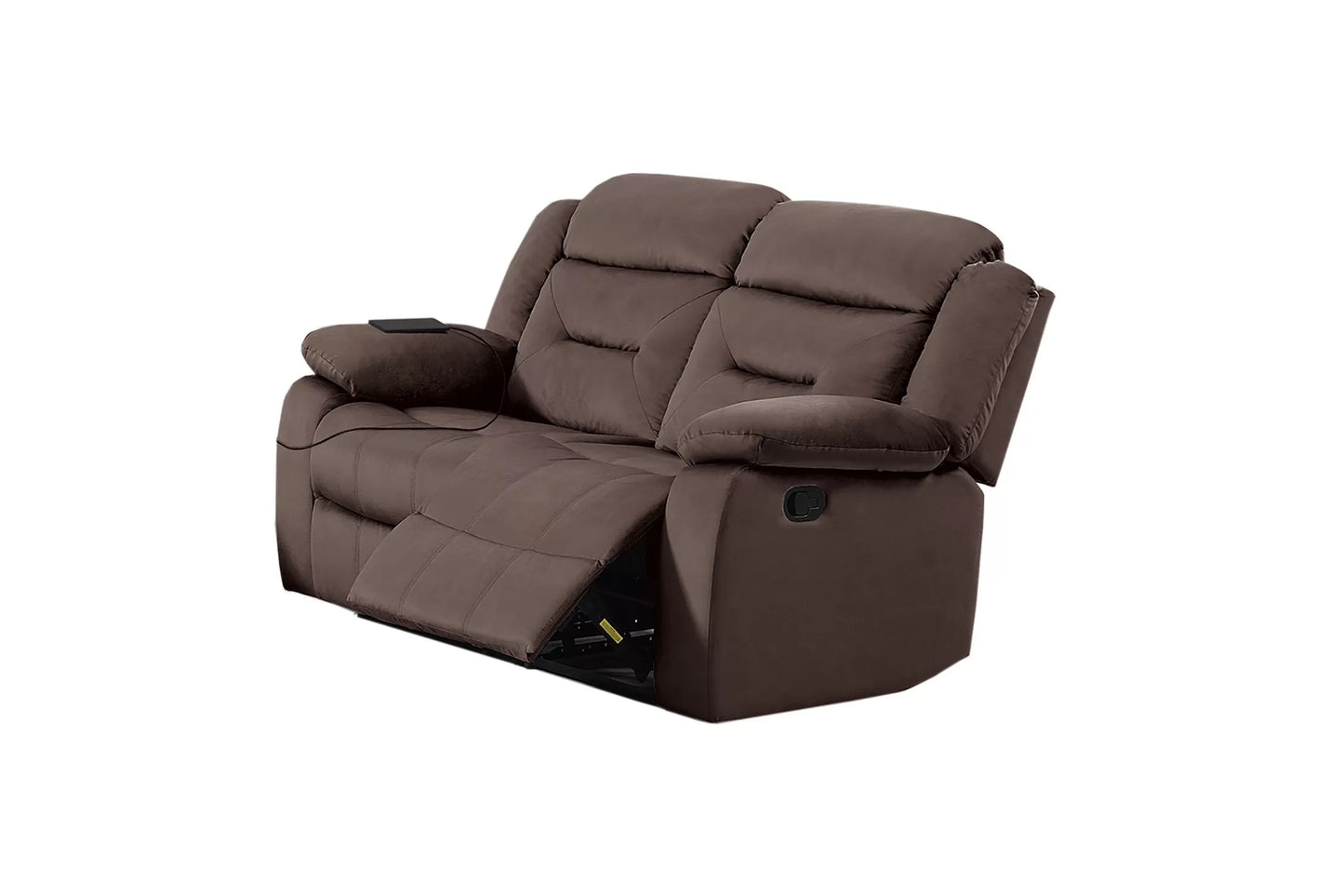 Recliner Loveseat, Chocolate-Dark Gray, Velvet