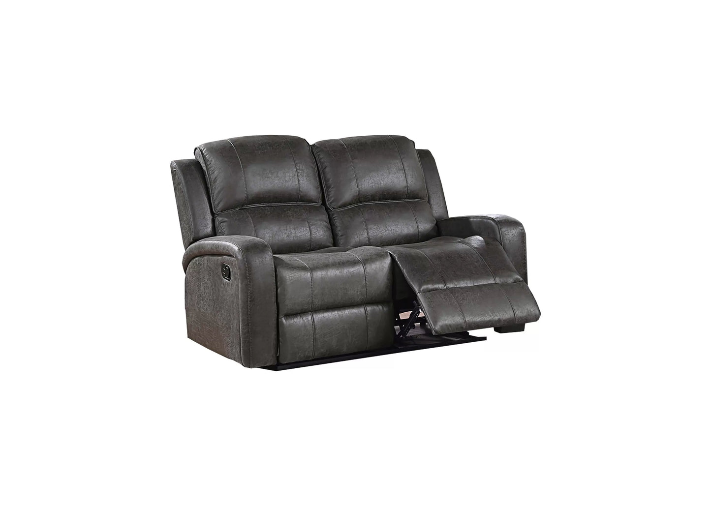 Recliner Loveseat, Smoke-Chestnut, Leather-Like Fabric