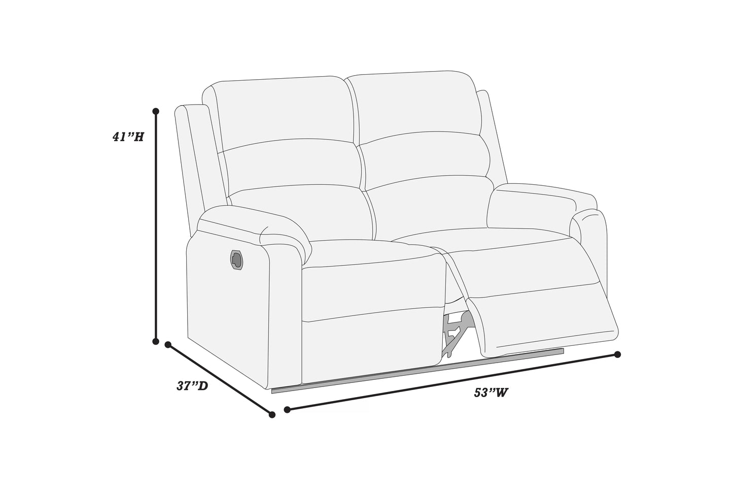 Recliner Loveseat, Dark Gray-Sincere Bone, Burlap-Like Fabric