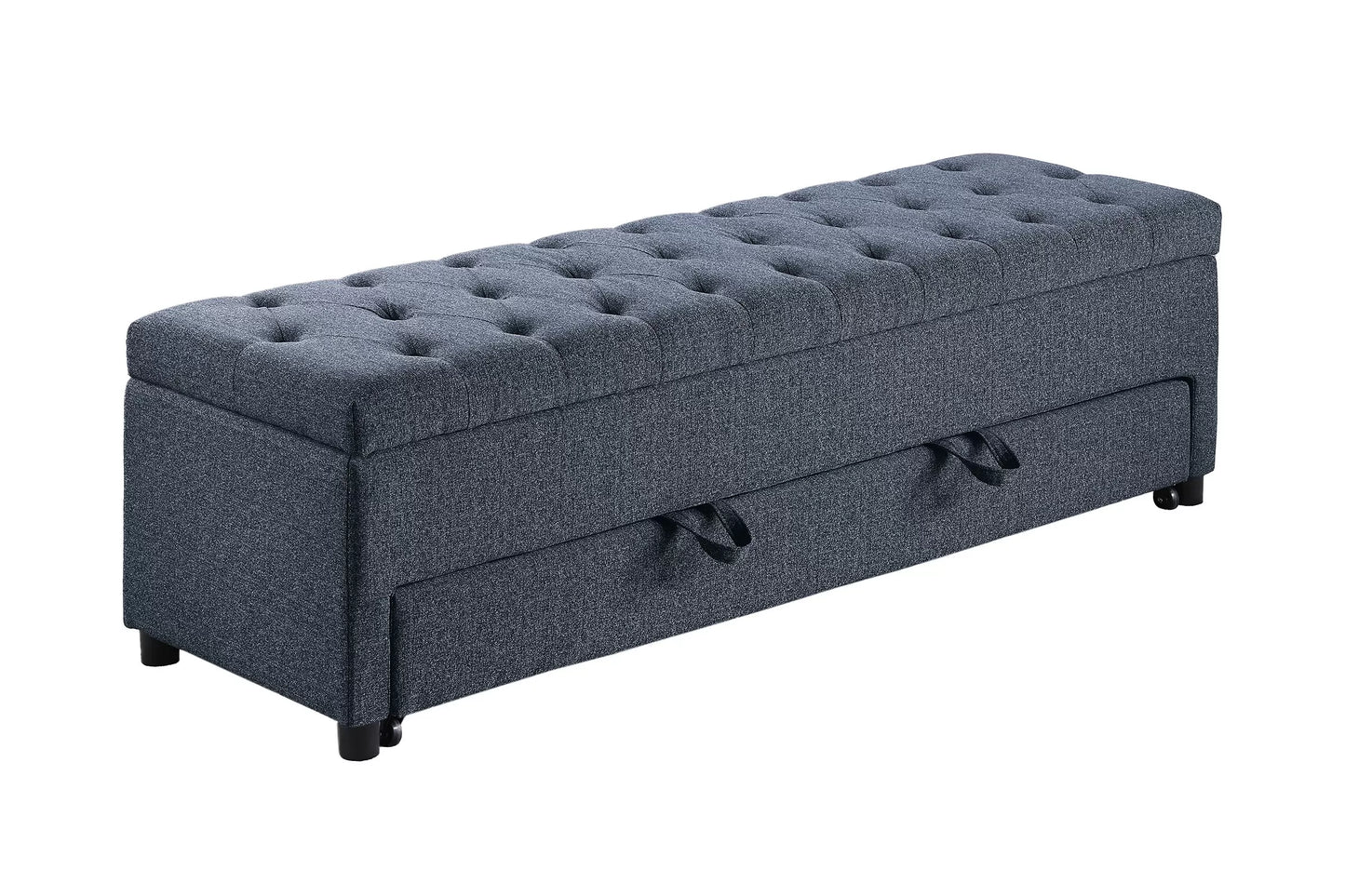 Storage Ottoman With Underseat Drawer, Boucle