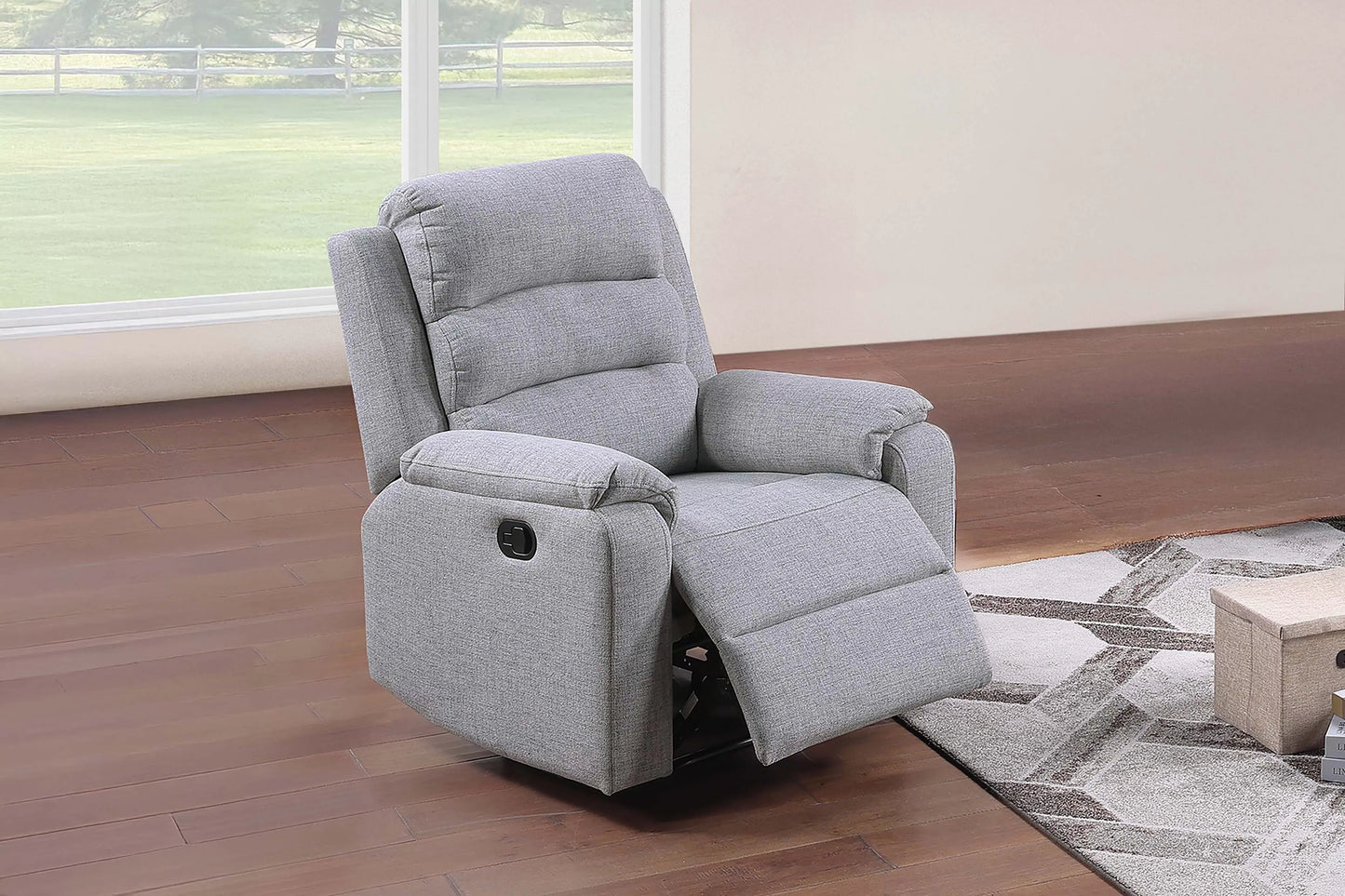 Single Recliner, Dark Gray-Sincere Bone, Burlap Fabric