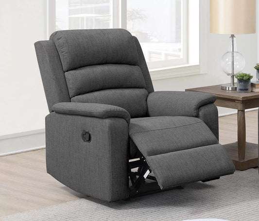 Single Recliner, Dark Gray-Sincere Bone, Burlap Fabric