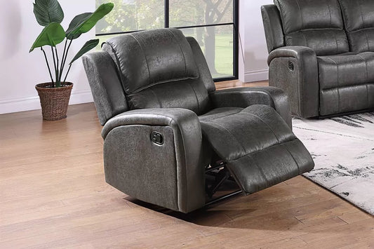 Single Recliner, Smoke-Chestnut, Leather-Like Fabric