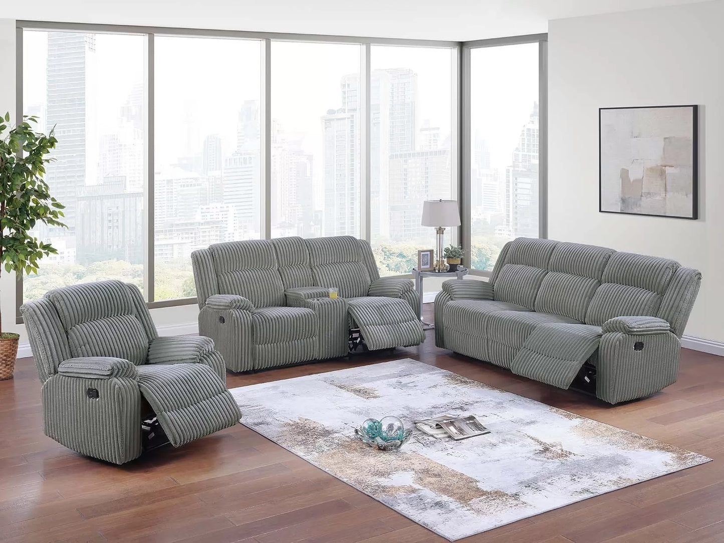 Sofa, Ash-Smoke, Fur-Like Corduroy