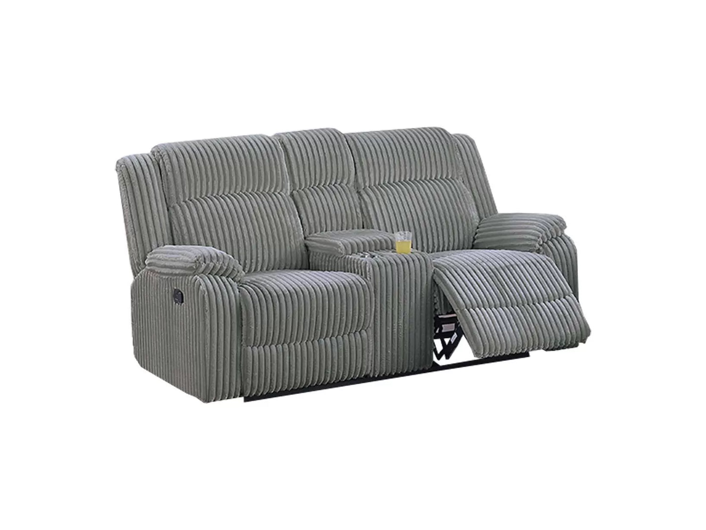 Recliner Loveseat, Ash-Smoke, Fur-Like Corduroy