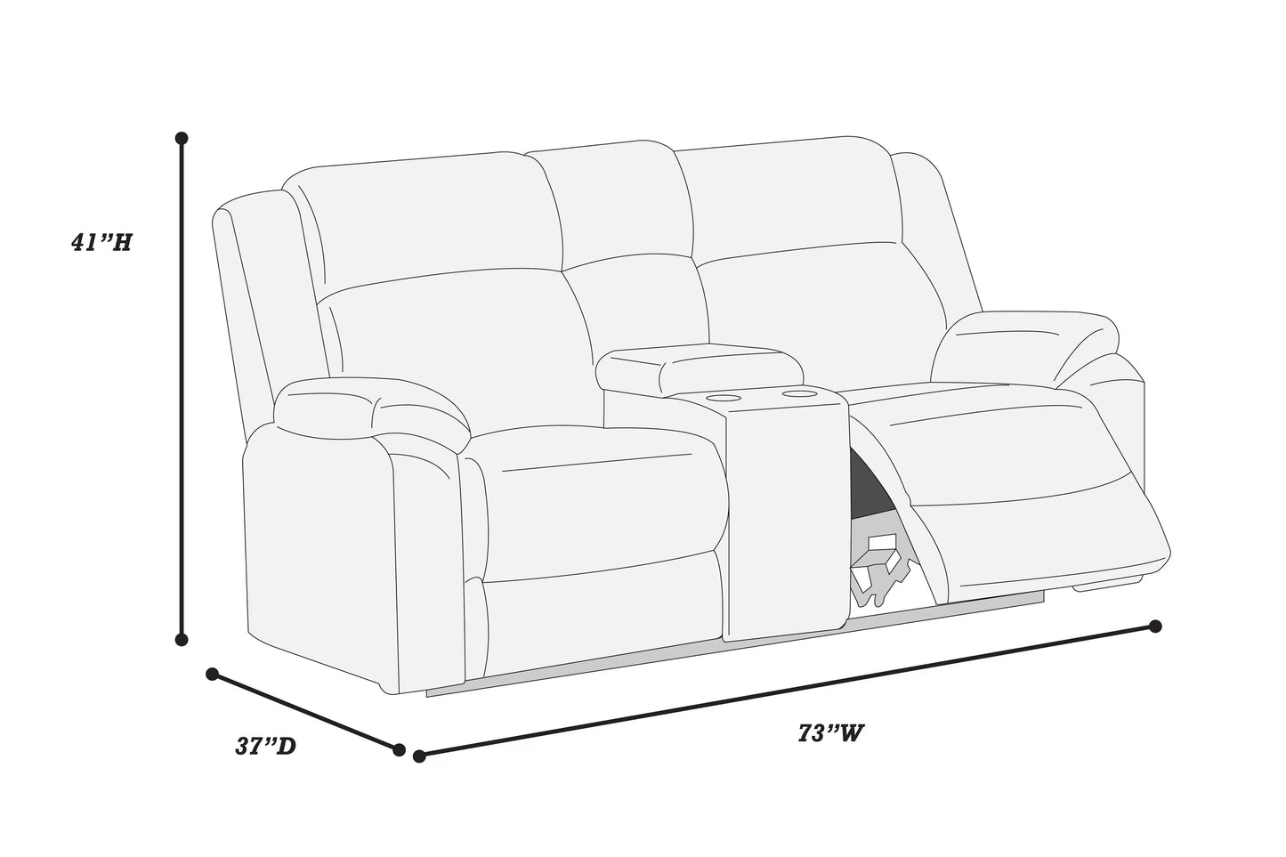 Recliner Loveseat, Ash-Smoke, Fur-Like Corduroy