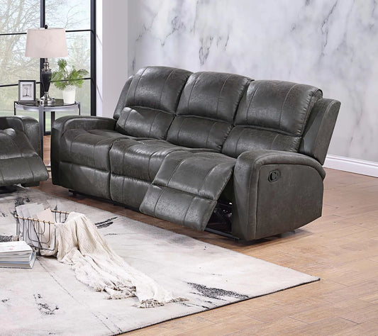 Sofa, Smoke-Chestnut, Leather-Like Fabric