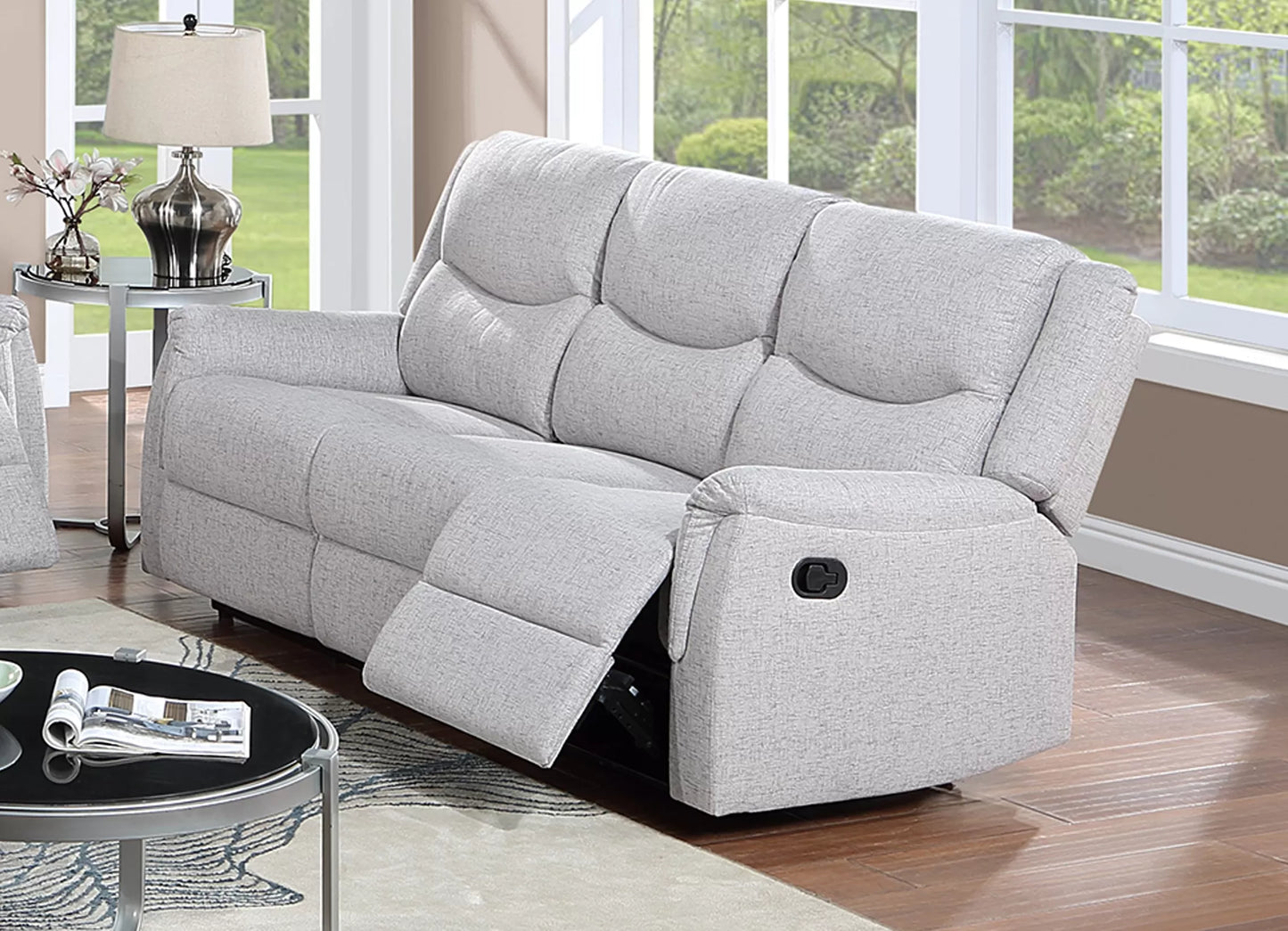 Sofa, Dark Gray-Sincere Bones, Burlap-Like Fabric