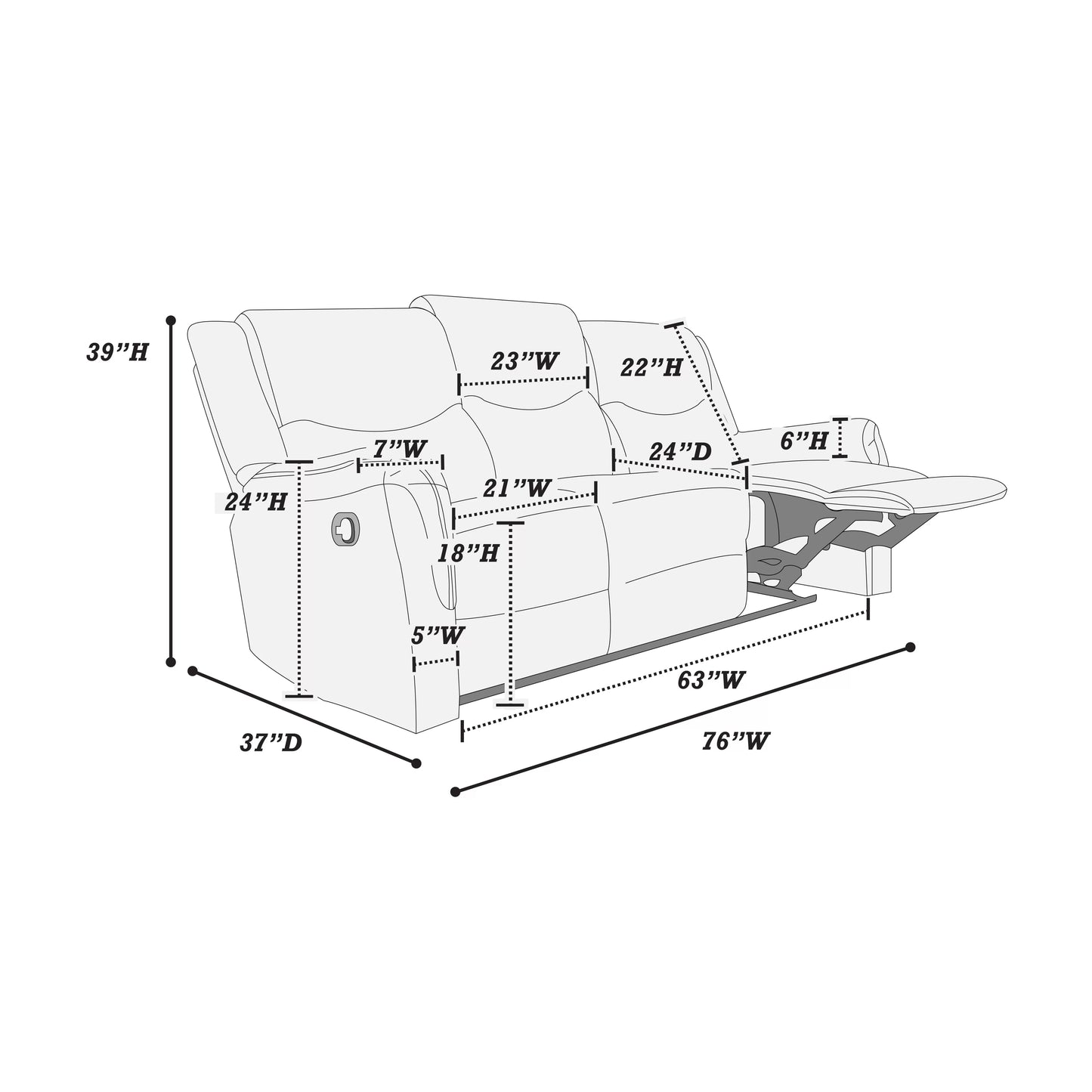 Sofa, Dark Gray-Sincere Bones, Burlap-Like Fabric