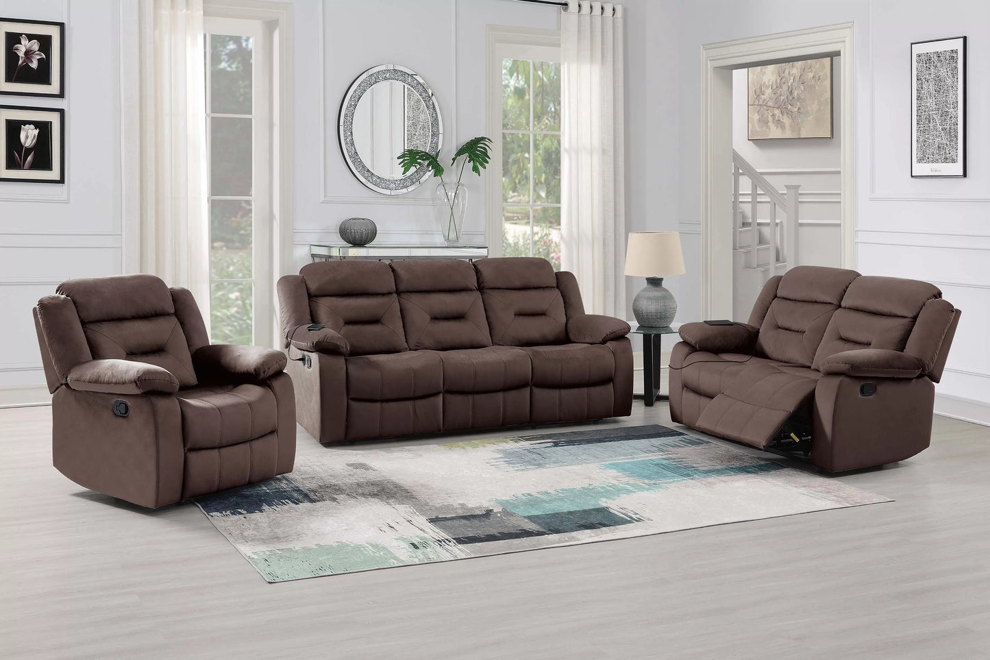 Single Recliner, Chocolate-Dark Gray, Velvet